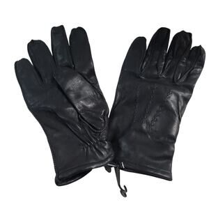 Fownes Black Leather Gloves Small Leather Wool Blend lined NEW